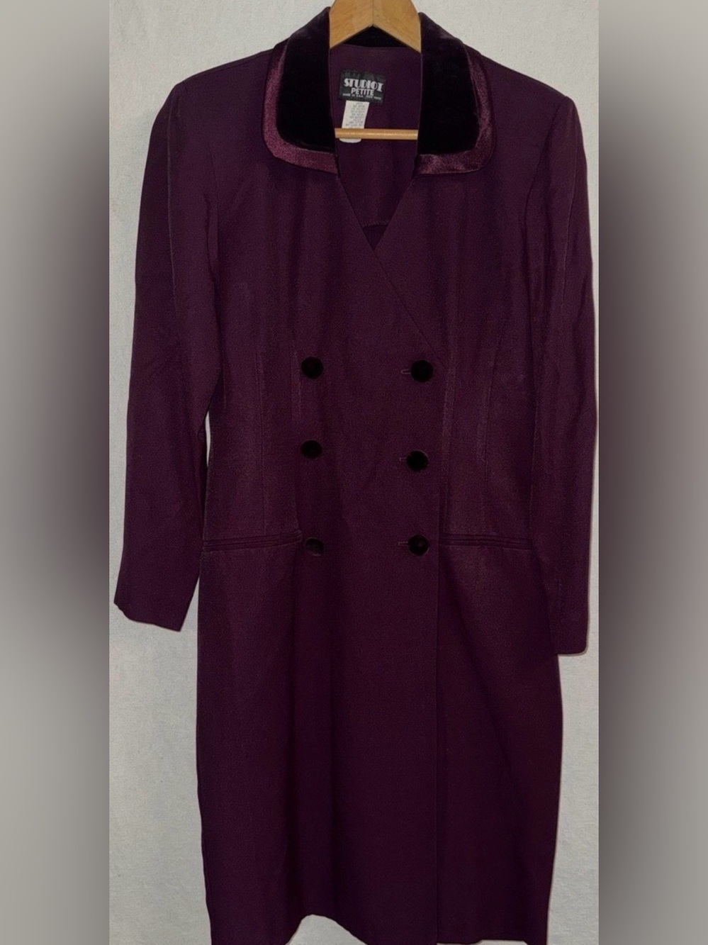 Vintage Studio Petite dress in a rich plum/burgundy shade, tagged size 8P